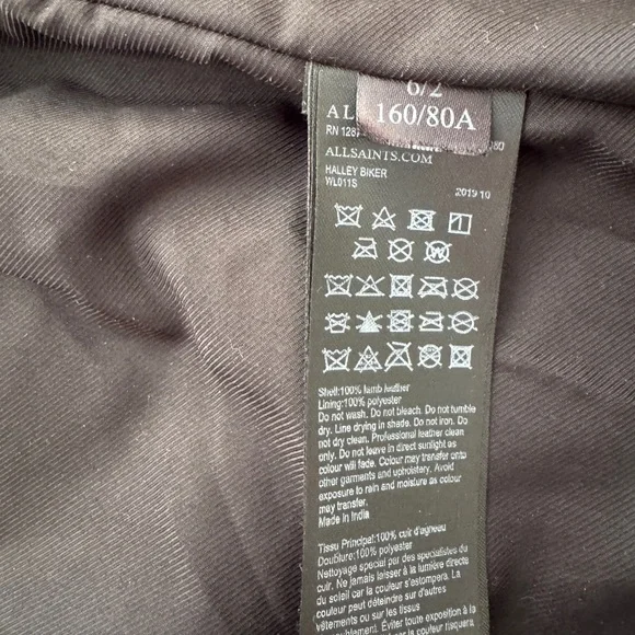 All Saints Leather Jacket Halley Biker US2 UK6 - Picture 7 of 7